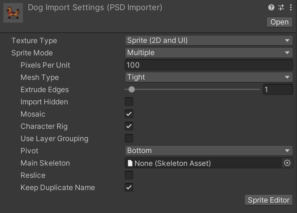 Menu showing the 'import hidden' setting. 