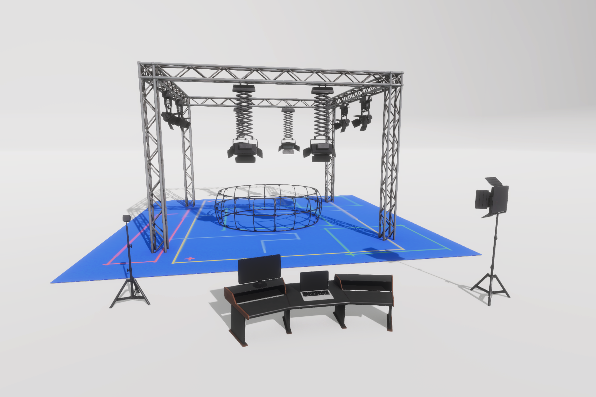 screenshot of stage with lights and an effects deck made with unity