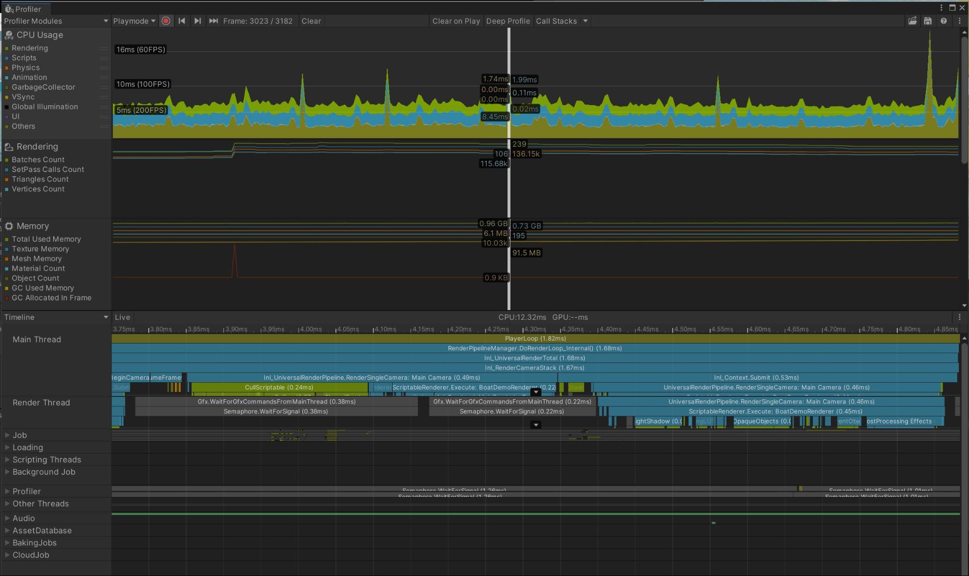 Use the Unity Profiler to test performance and resource allocation for your application.