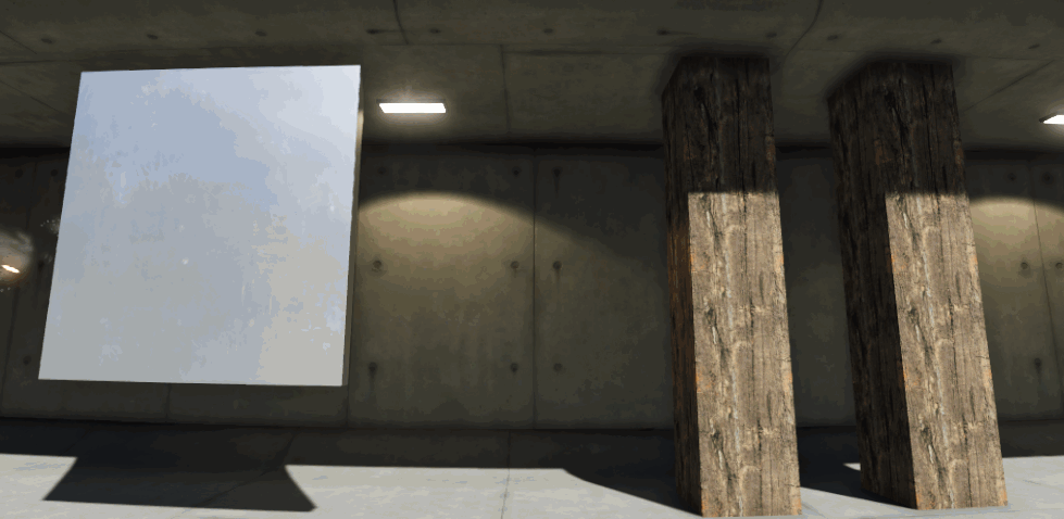 Gif-shots are being fired at a wall. The marks from the bullets are visible. Made with Unity