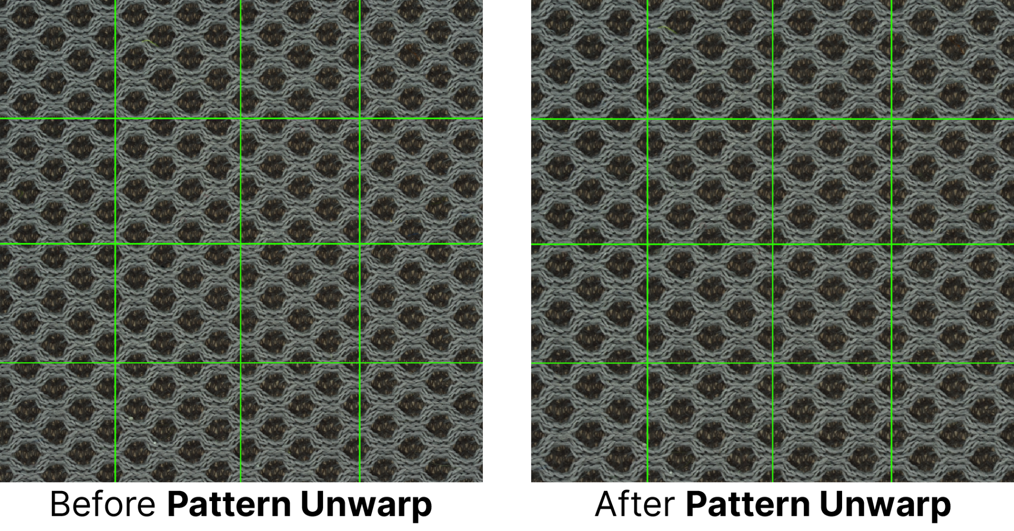 Image showing texture before pattern warp and after pattern warp in ArtEngine