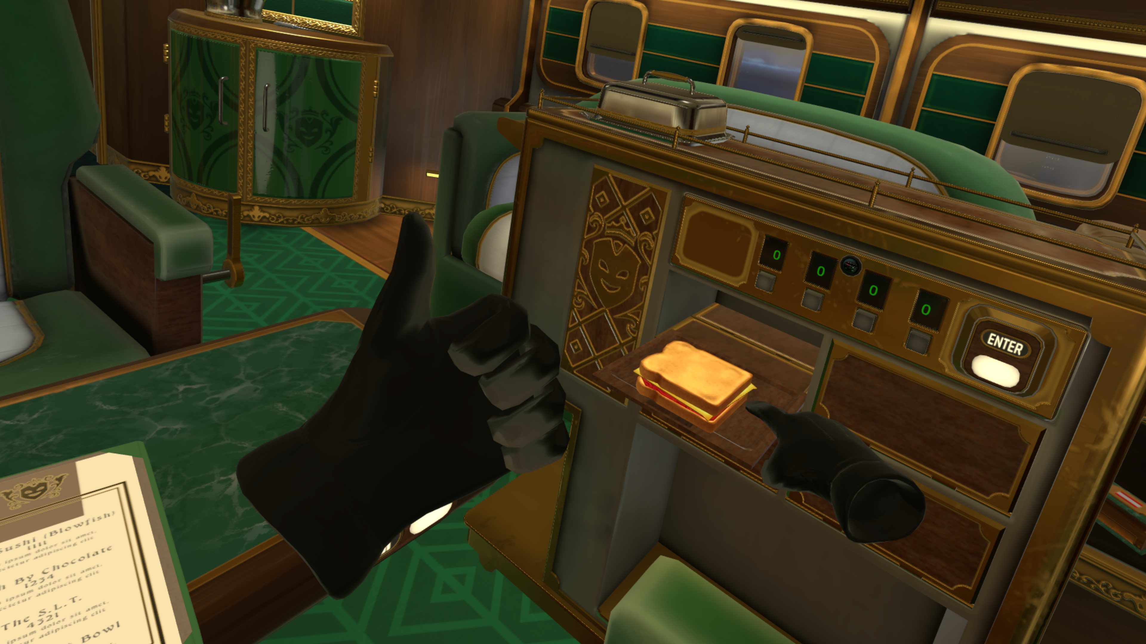 in game screenshot of hand and console