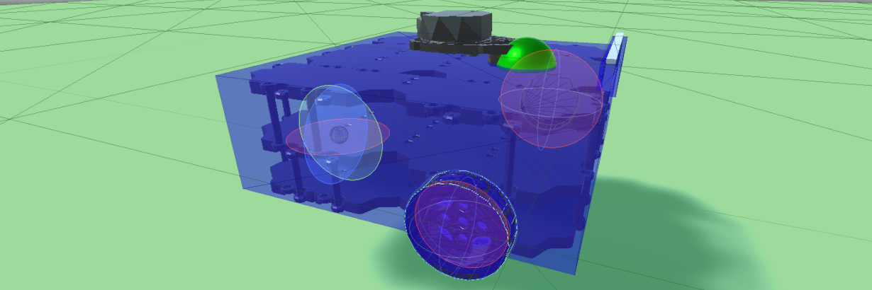 Simulation of a blue robotics machine on a green graph background