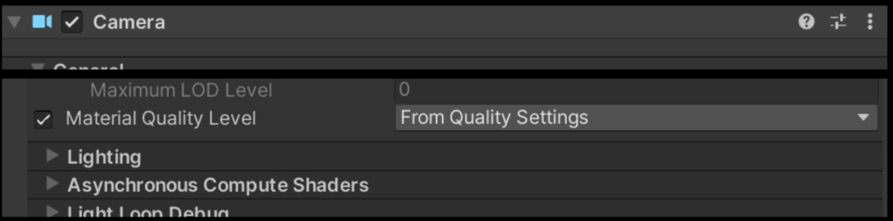 Specifying Material Quality Level from a camera’s Frame Settings override