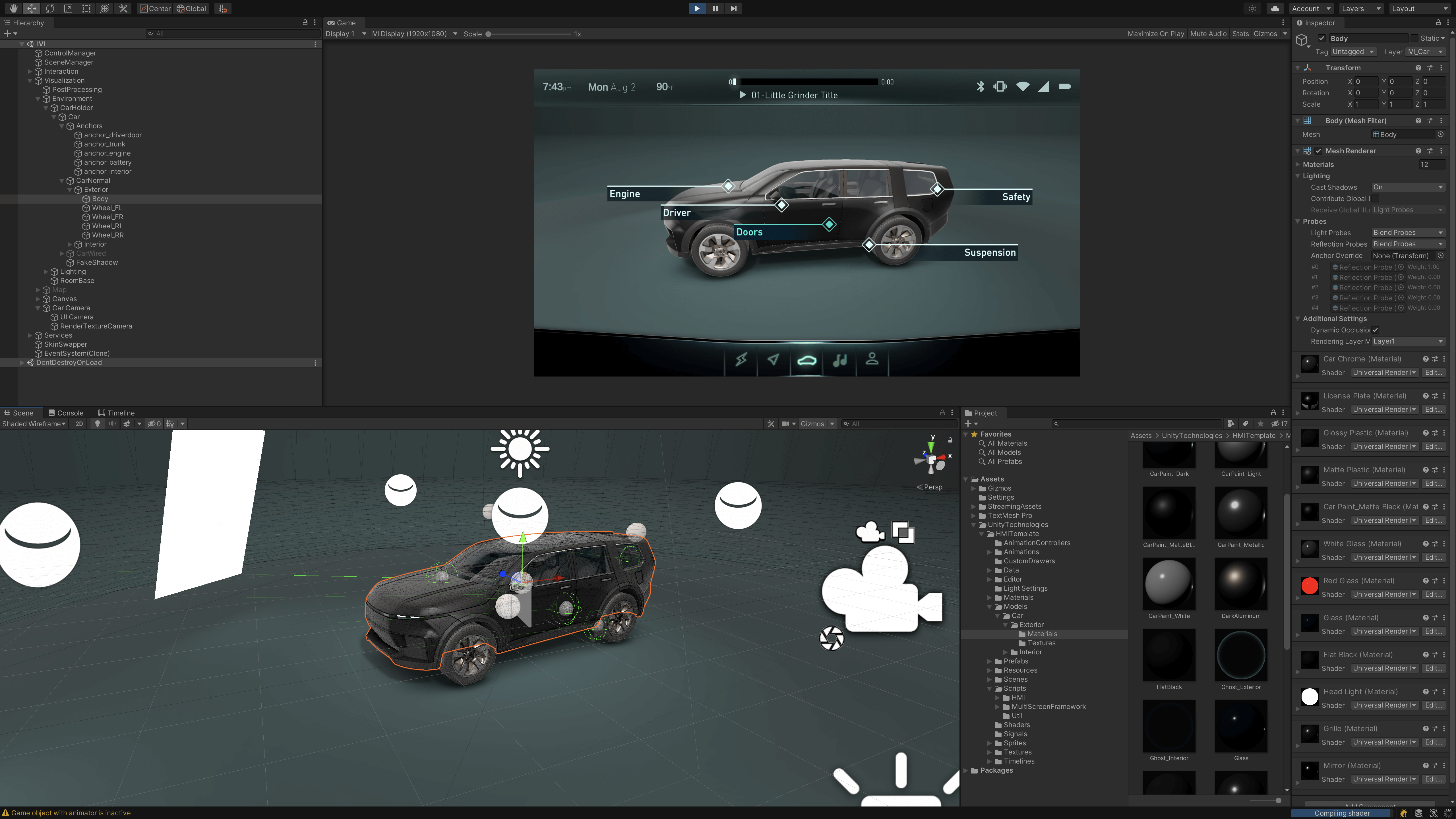 car interface simulation in unity