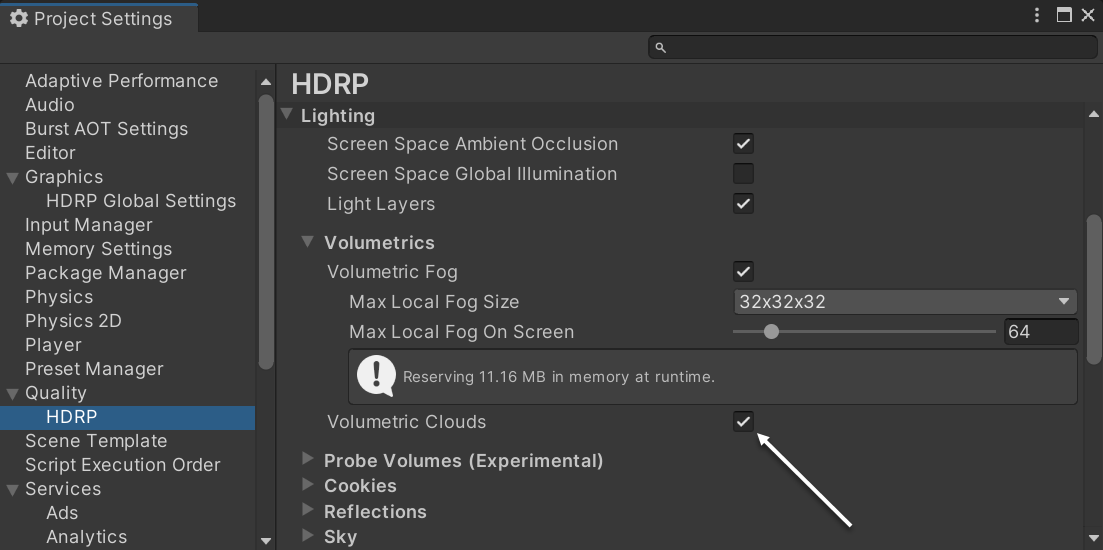 Graphics settings in HDRP