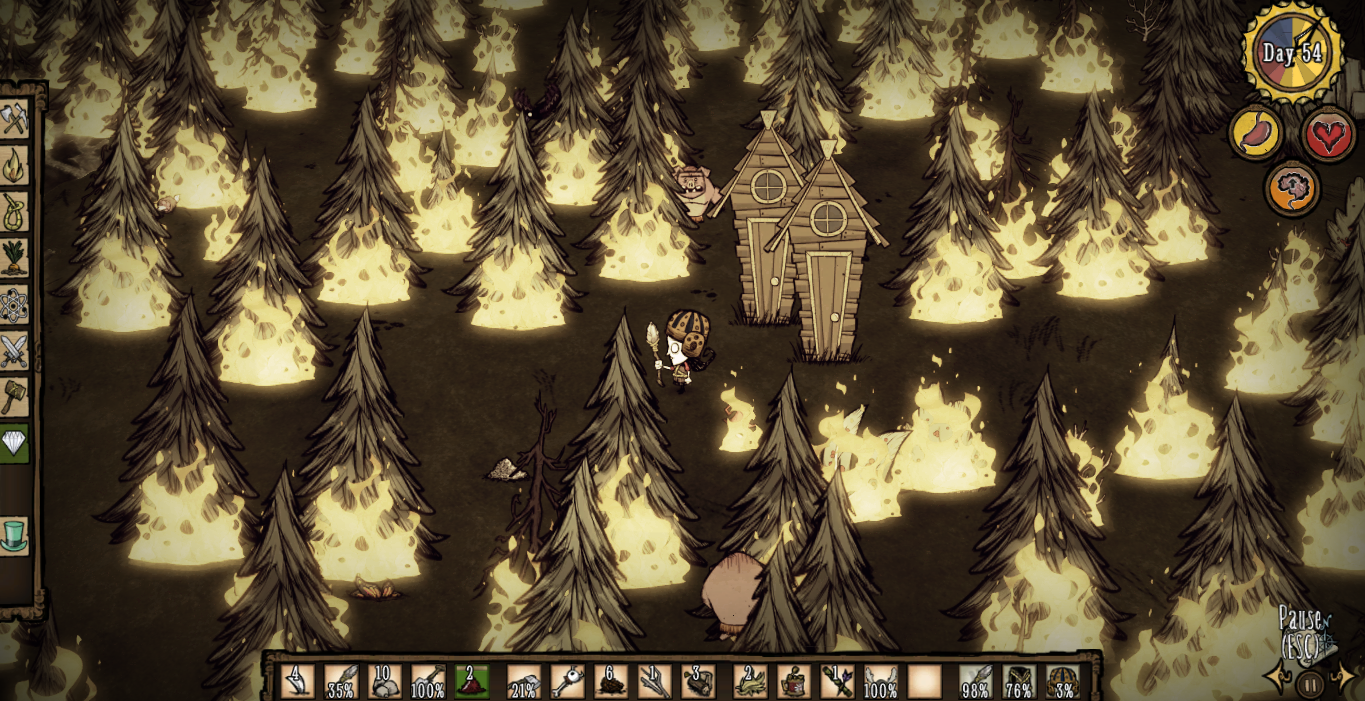 A very memorable moment Don’t Starve from Klei, when a forest fire breaks out