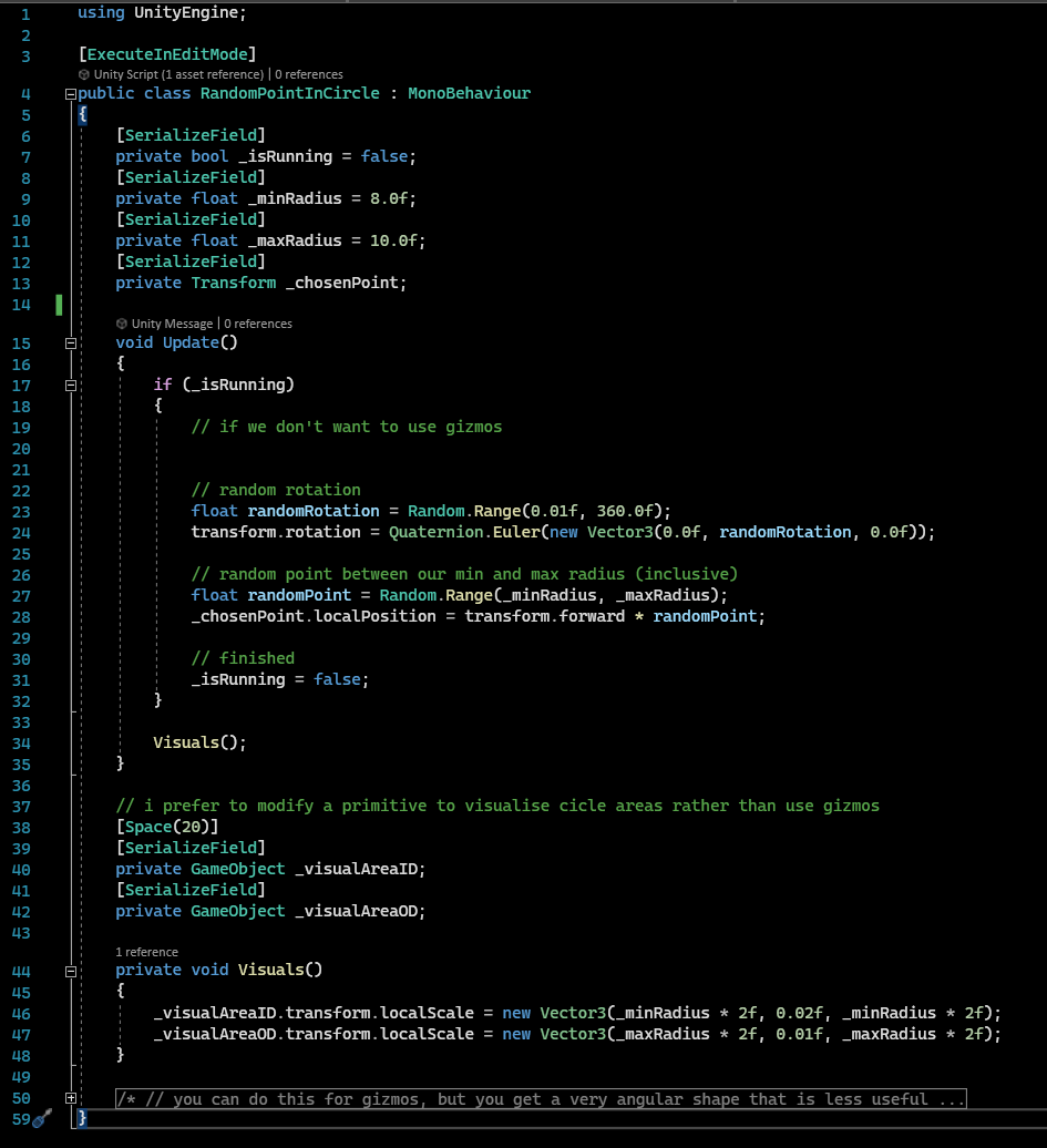 Screenshot of script used for an AI agent selecting an attack point near the main character