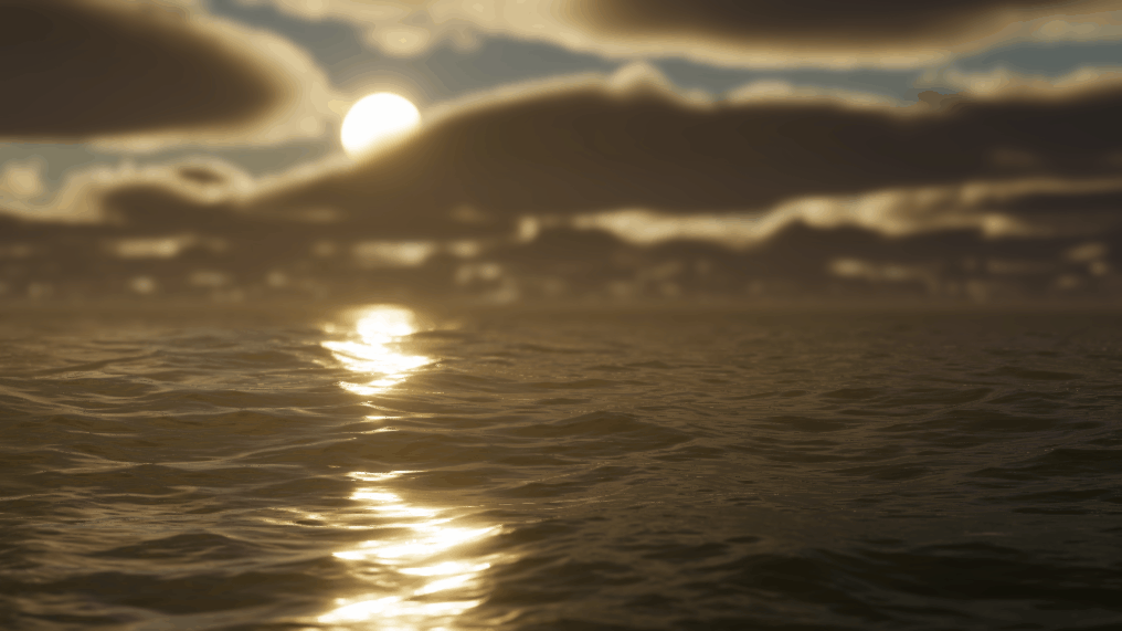 HDRP Sunset physical sky, water and clouds in Unity 2022.2