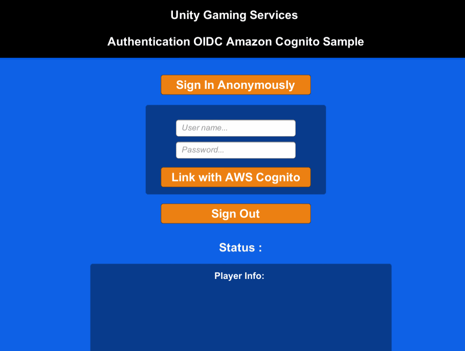 Unity Gaming Services: Example of Authentication in backend for AWS