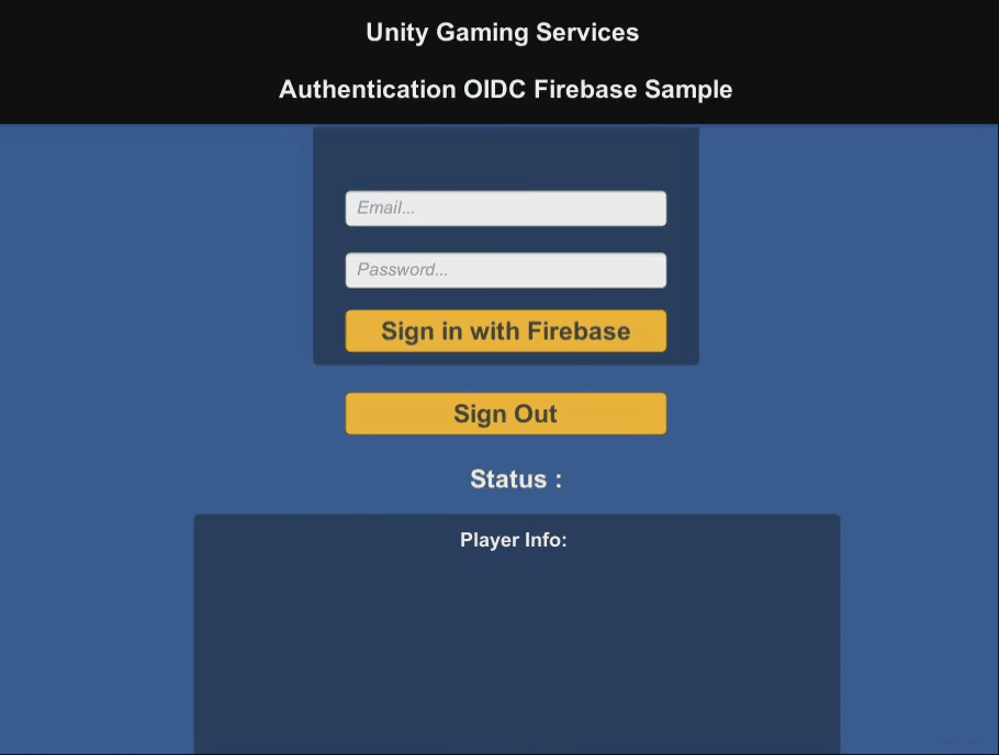 Unity Gaming Services: Example of Authentication in backend for Firebase