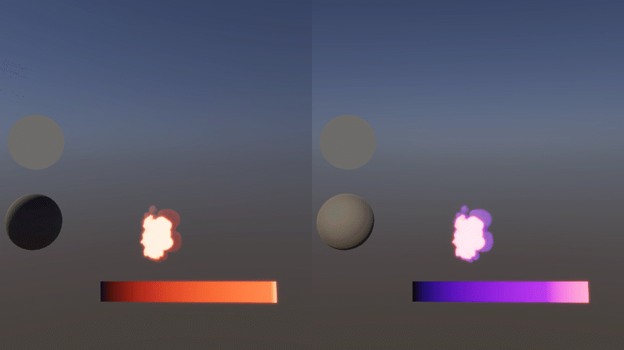 Transform smoke into explosions using different emissive gradients