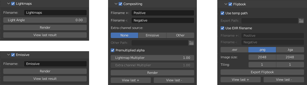 Blender exporter stages settings
