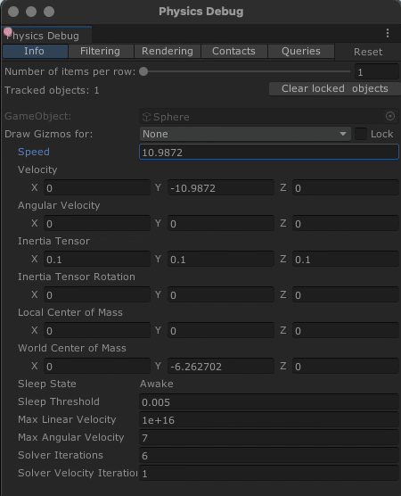You can now highlight and copy any displayed value in the Physics Debug view.
