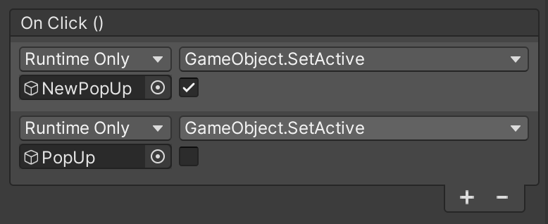 Setting the Active state of GameObjects during ClickEvents