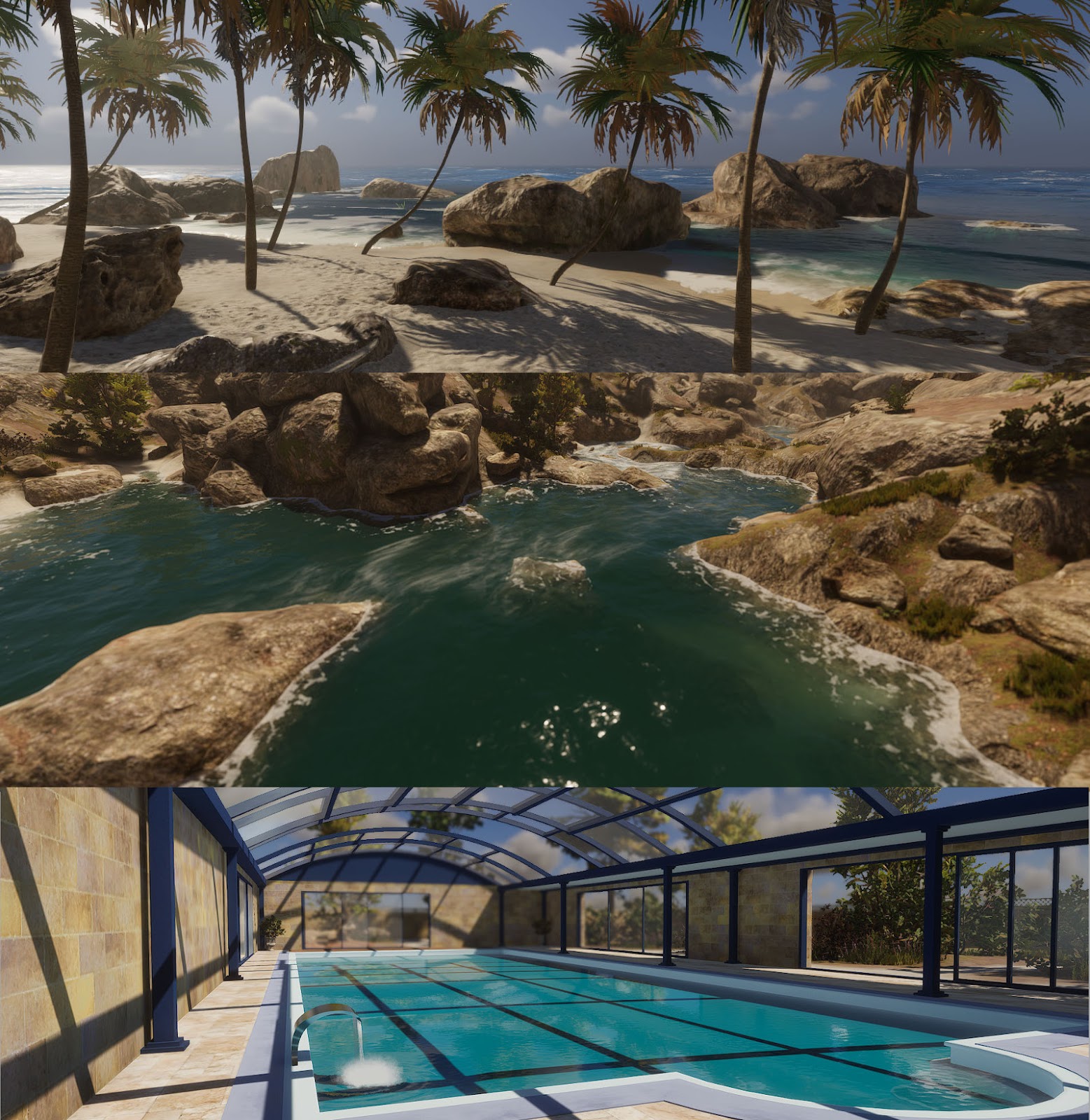 Create oceans, rivers, and pools with physically based rendering and real-time simulation