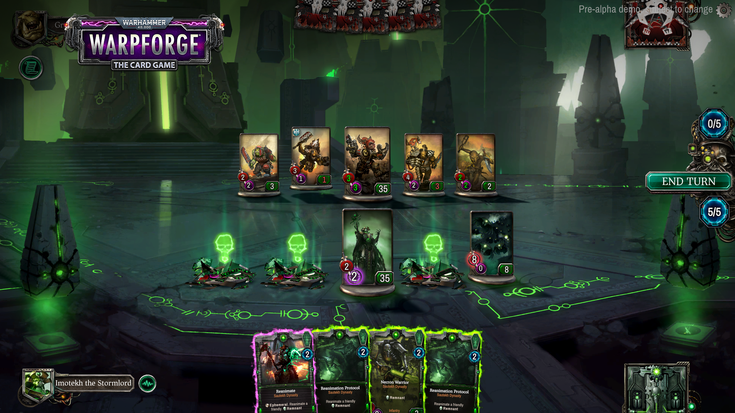 Screenshot from Warhammer 40,000: Warpforge of the Necrons battle arena.