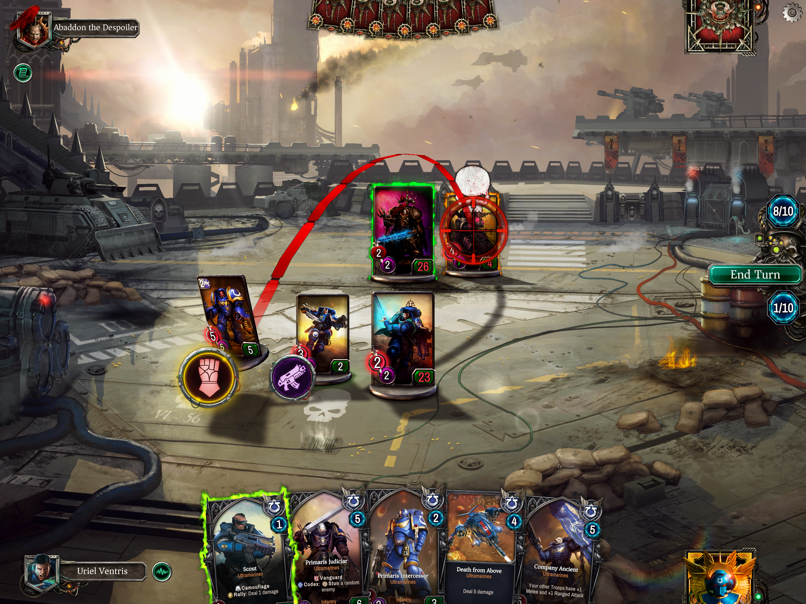 Screenshot of iOS device gameplay in Warhammer 40,000: Warpforge