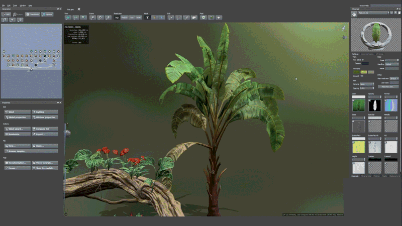 Example of frond manipulation in action in SpeedTree 9.5