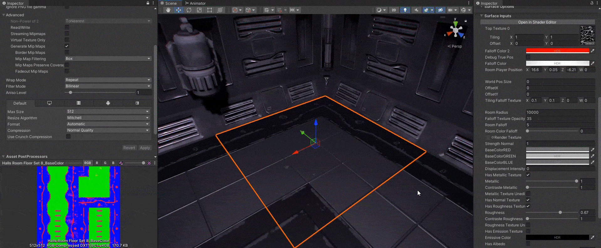GIF of the splatmap in action inside the Unity Editor.