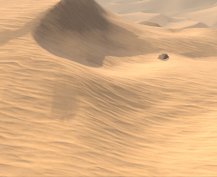 Example of final scene of sand made using nature shaders in Shader Graph