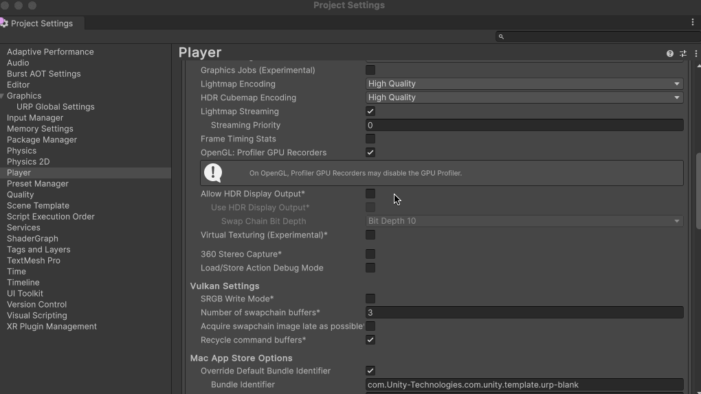 Moving Editor capture of how to enable HDR Player settings