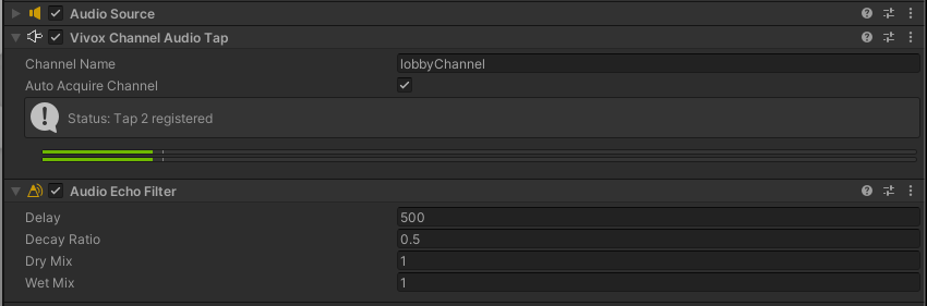 Vivox Channel Audio Tap component from the Editor