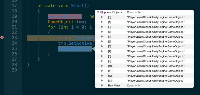 Debugging variables in a script with Unity Debugger