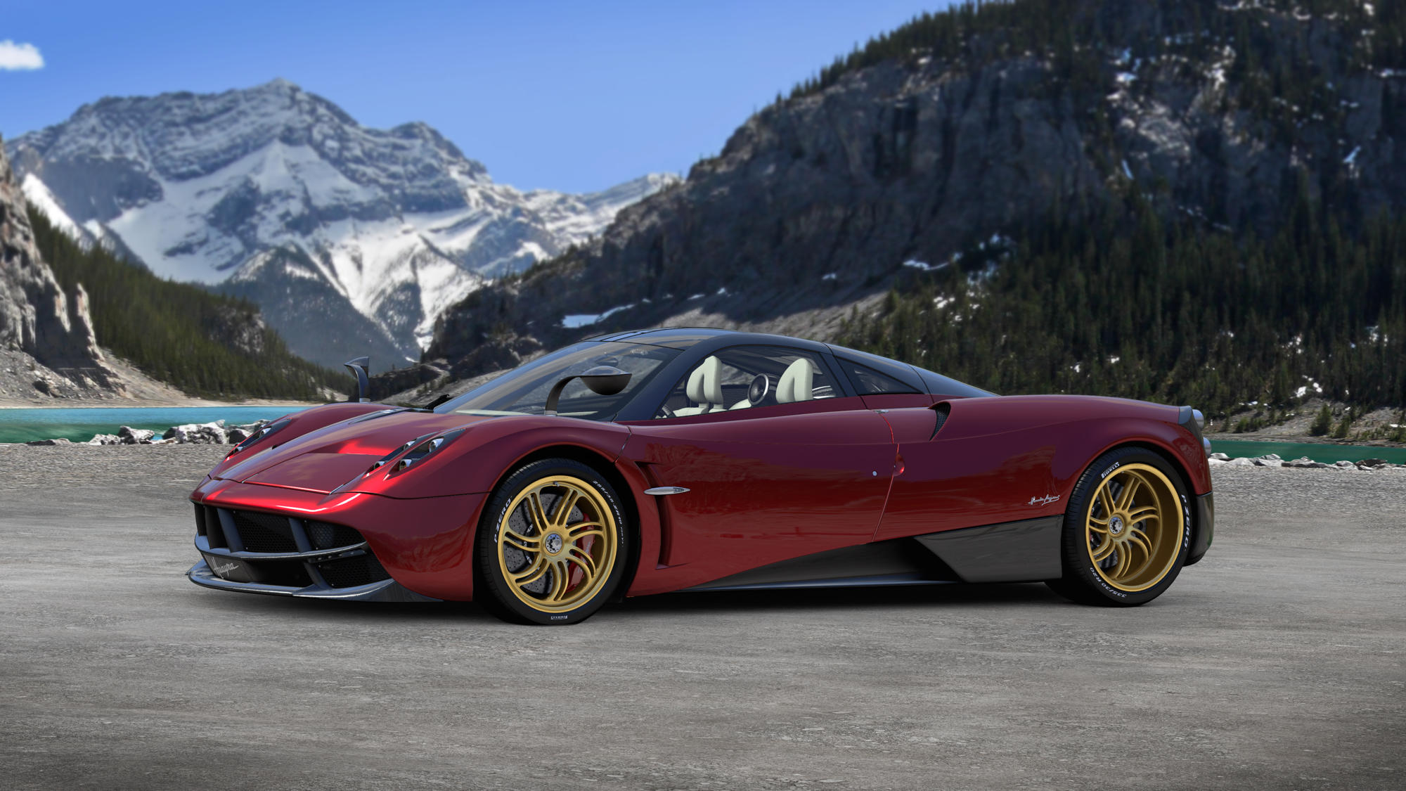 Pagani Profile (Red & Carbon) Gold Wheels_rz