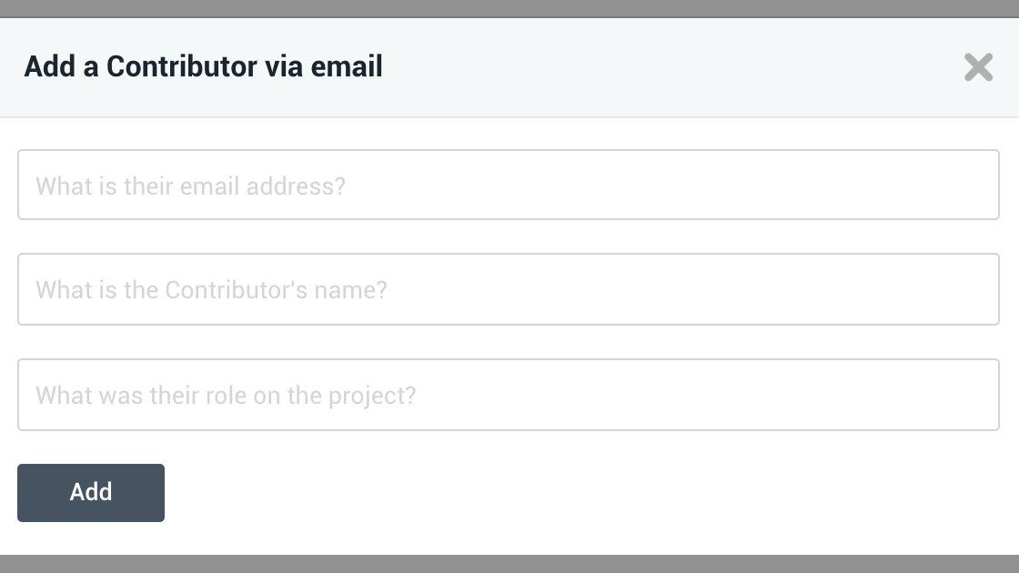 Add Contributors via email, even if they are not yet on Unity Connect