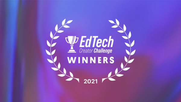 EdTech Creator Challenge logo with a laurel wreath around it and the word "Winners" and the year 2021