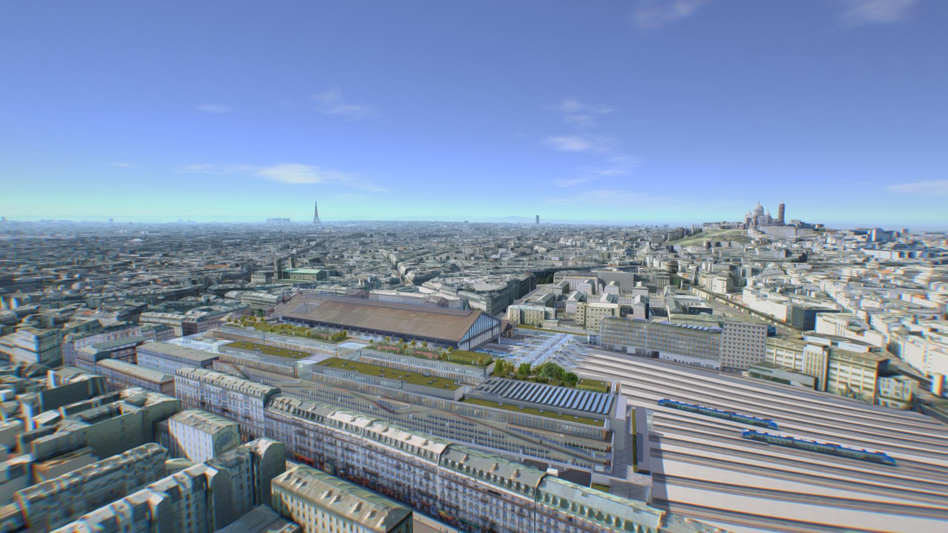 Aerial 3D image digital twin of Paris, France