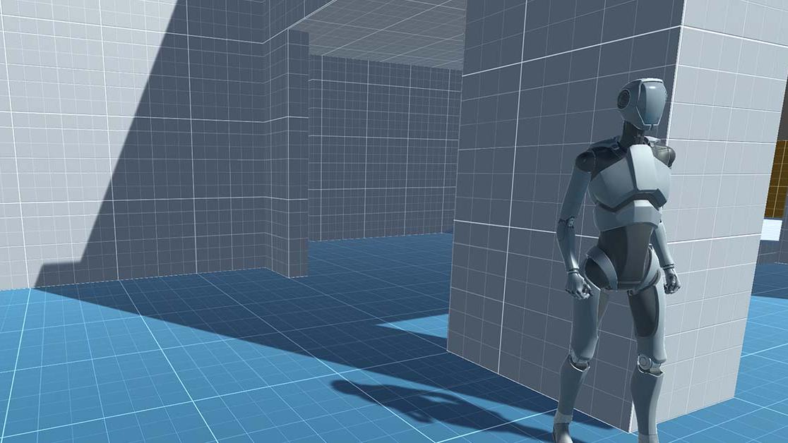 3D model with robot figure on the right