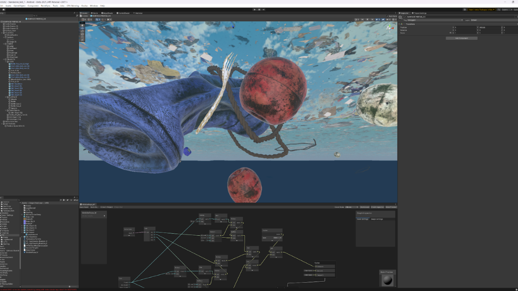 Unity Editor screen capture from the making of Drop in the Ocean.