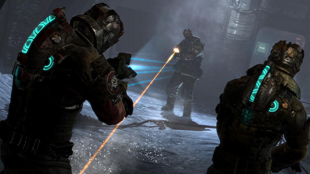 Dead Space 3, developed by Visceral Games and published by Electronic Arts, shows each player’s health status levels on their back, where they can be seen during even the most intense gameplay sequences.