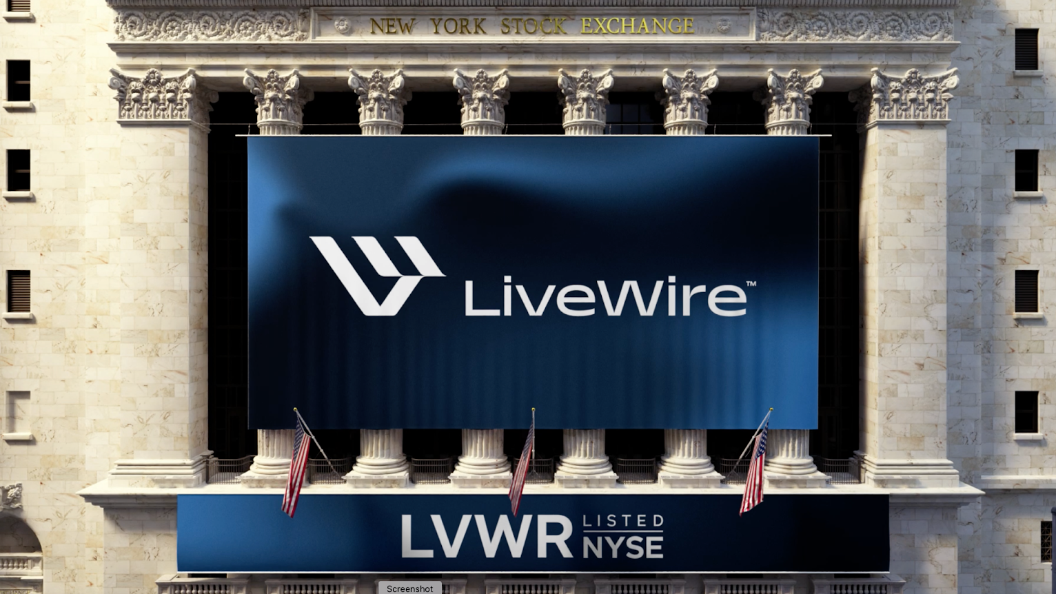 The LiveWire banner unveiling outside the NYSE