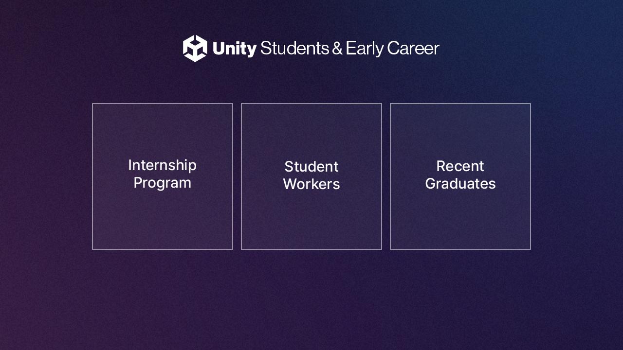 Unity Students & Early Career: Internship program, student workers, and recent graduates