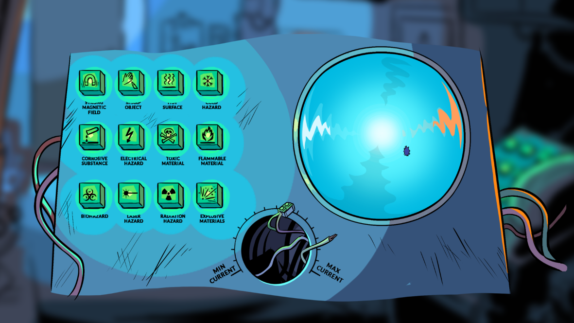 One player’s screen in upcoming game The Parallel Lab, where one player sees half of the information needed to solve the puzzle