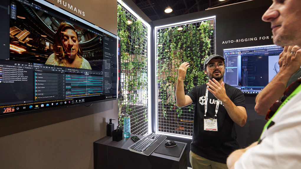 A Unity team member interacting with users during SIGGRAPH 2022 last August