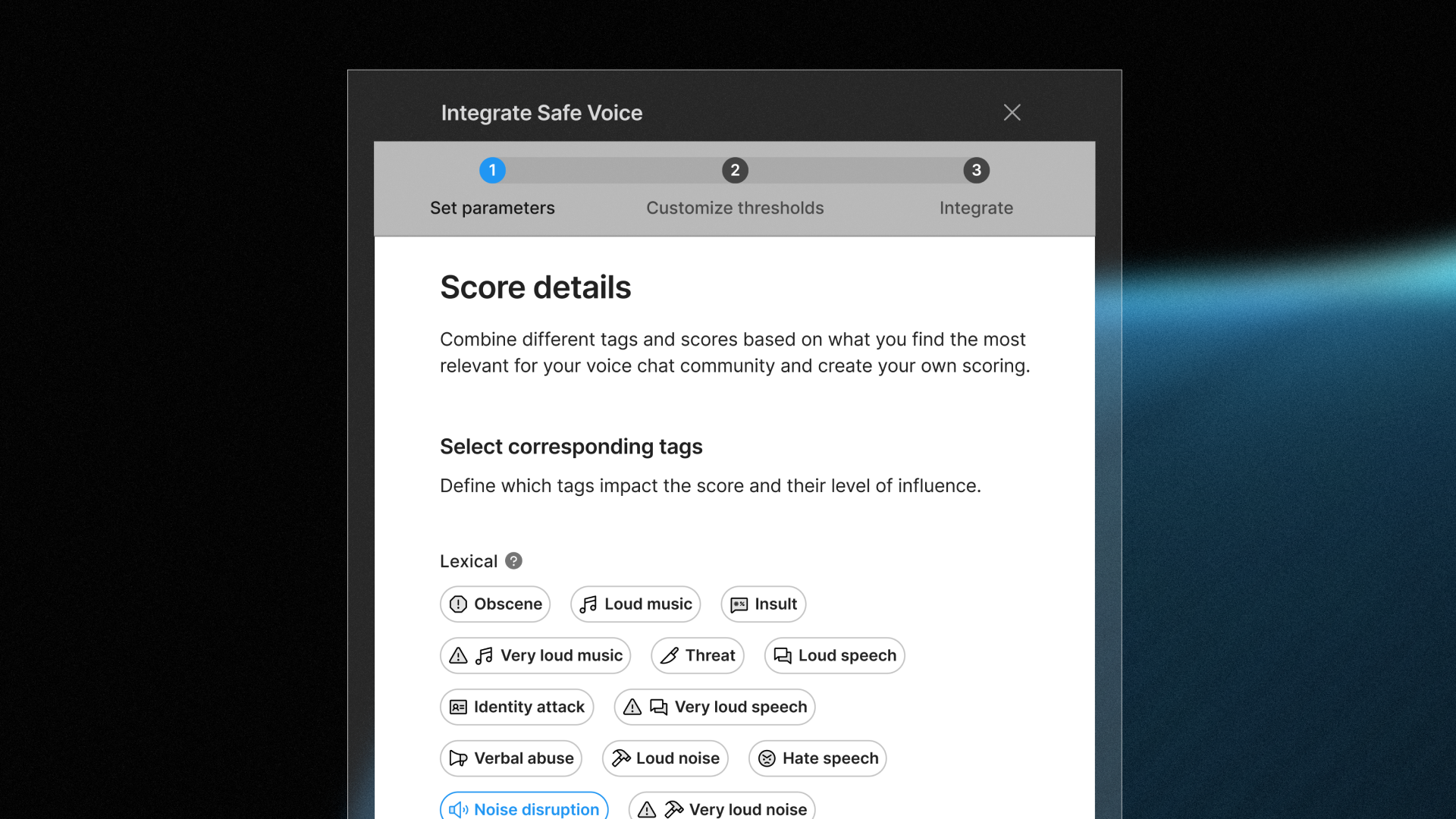 View of customizable toxicity scorecard within Unity Safe Voice 