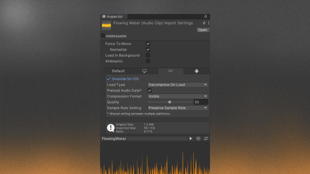 Optimize the Import Settings of your AudioClips.