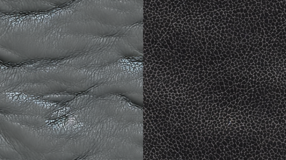 Comparison of two generated black leather textures