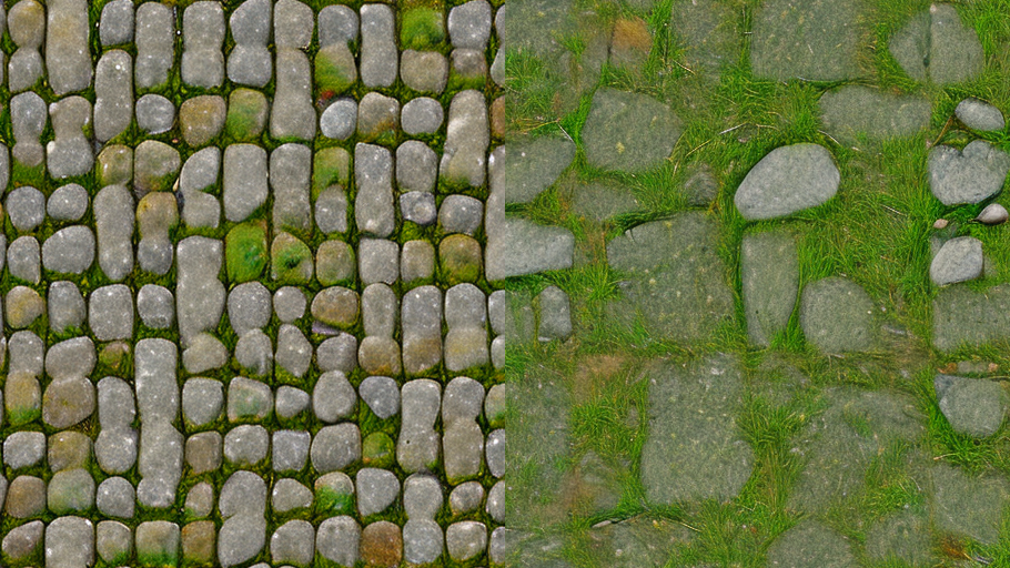 Textures generated by prompt cobblestone, grass