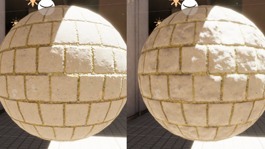 Comparison of two generated paving stone textures