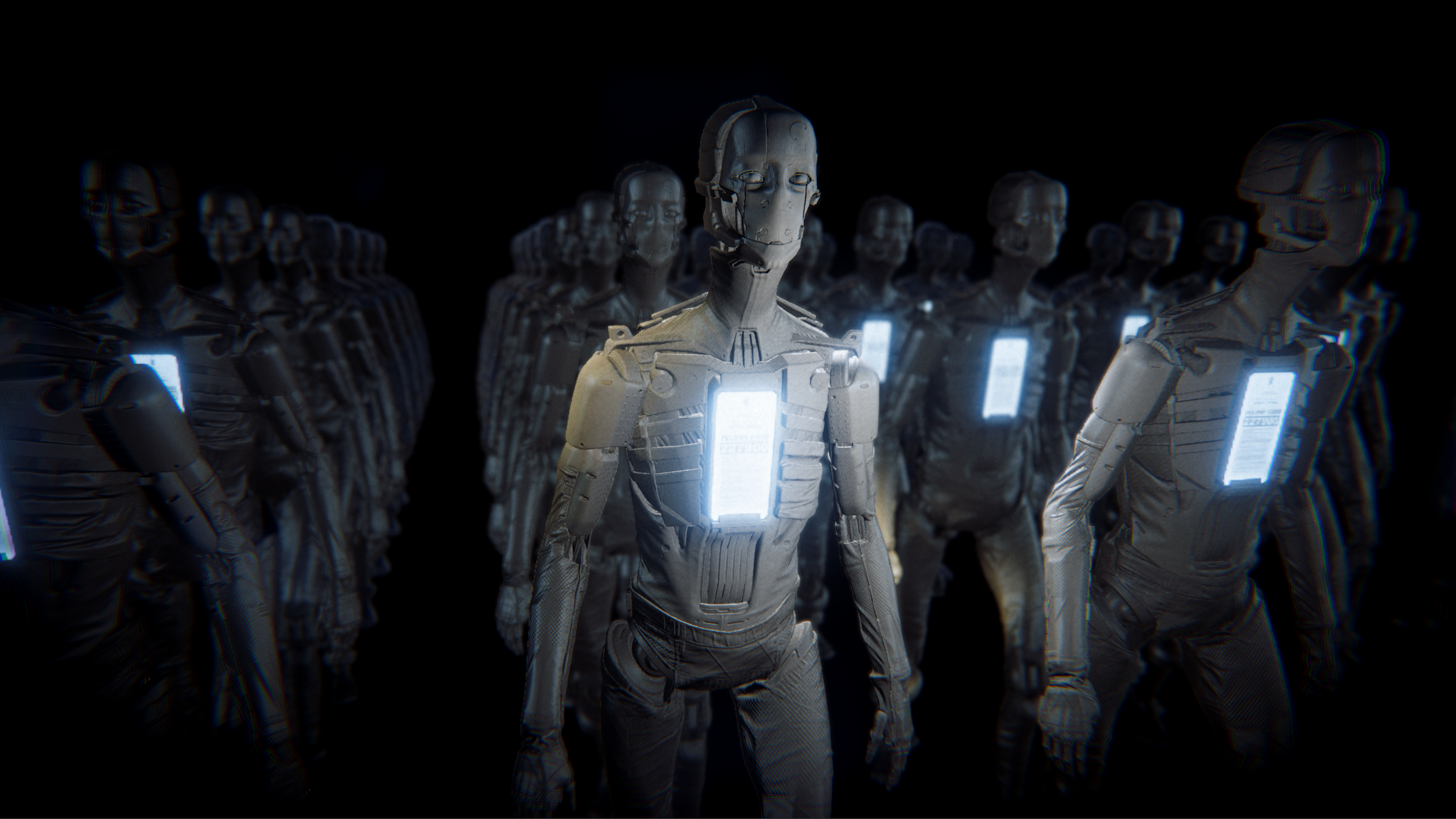 The demo takes advantage of GPU (Compute) Skinning to mesh the skin of these robots to the skeleton underneath, while maintaining a relatively high framerate