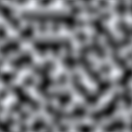 Image of the Perlin noise sampled texture (blurred black and white spots)