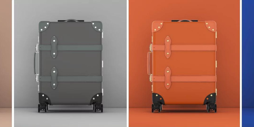 Image showcasing four color options for the same roller luggage