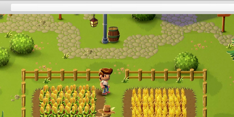 Happy Harvest demo shown in a web browser using Unity for web platform support