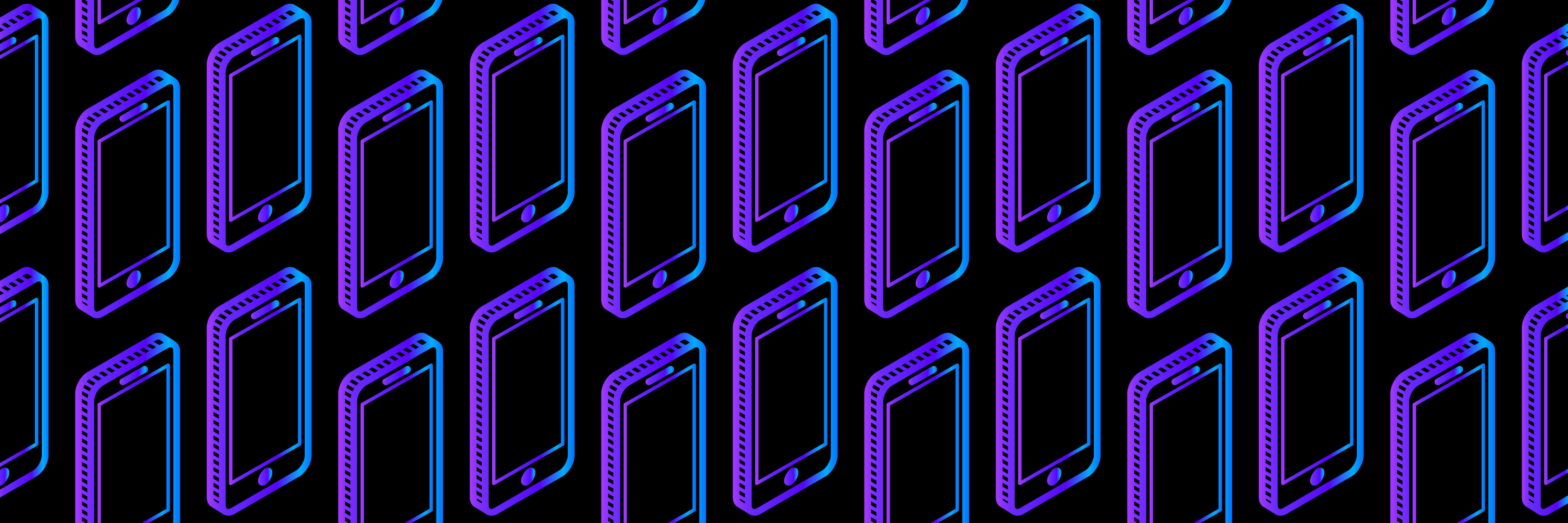 Cartoon phones in blue and purple