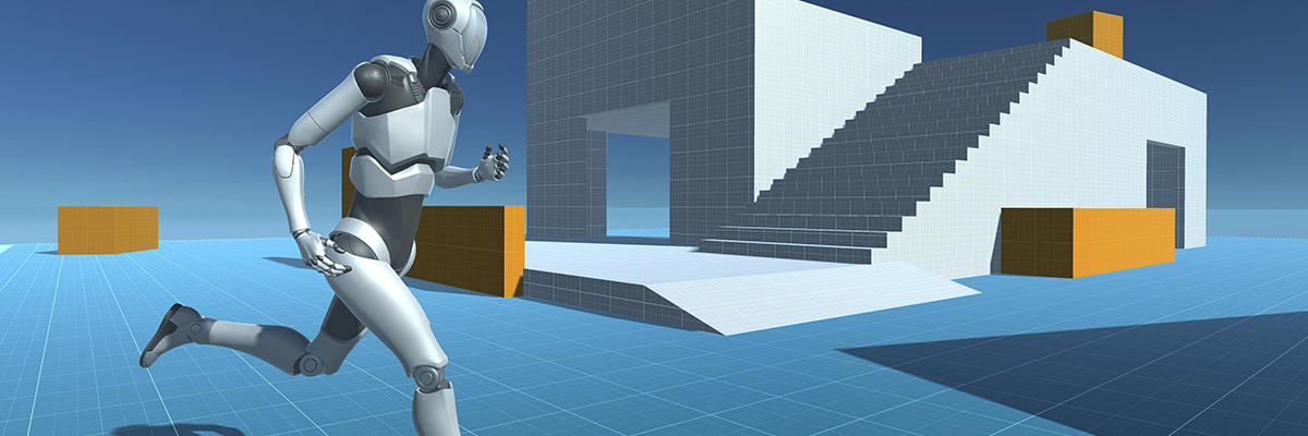 Image of robot running in Unity
